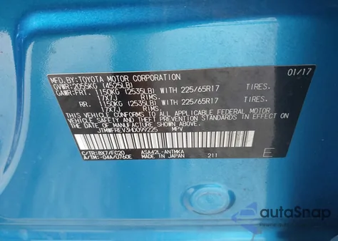 2017 Toyota Rav4 Xle z USA, uszkodzony, nr VIN JTMWFREV3HD099225